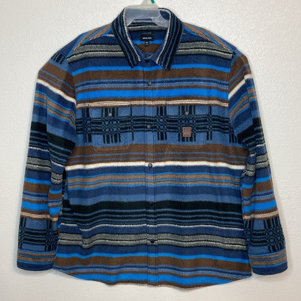 BRIXTON Bowery Arctic Stretch Fleece Flannel Shirt Size XXL